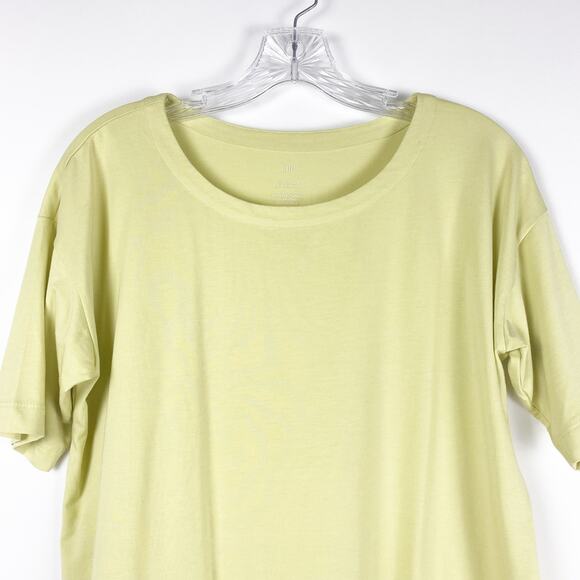 J Jill Luxe Supima Elbow Sleeve Tee Lime Green Soft Crew Neck Womens Size SP - Picture 4 of 10